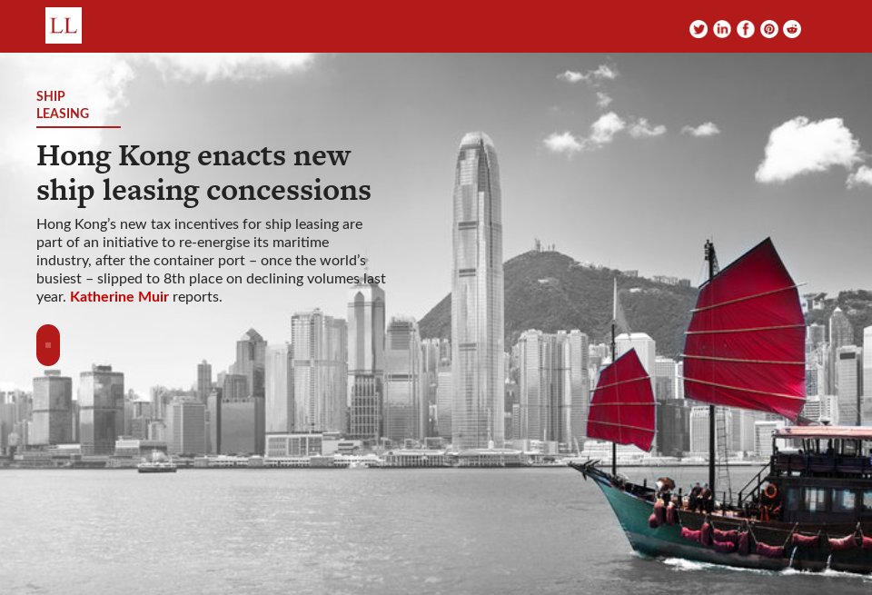 Hong Kong enacts new ship leasing concessions Leasing Life Issue 15